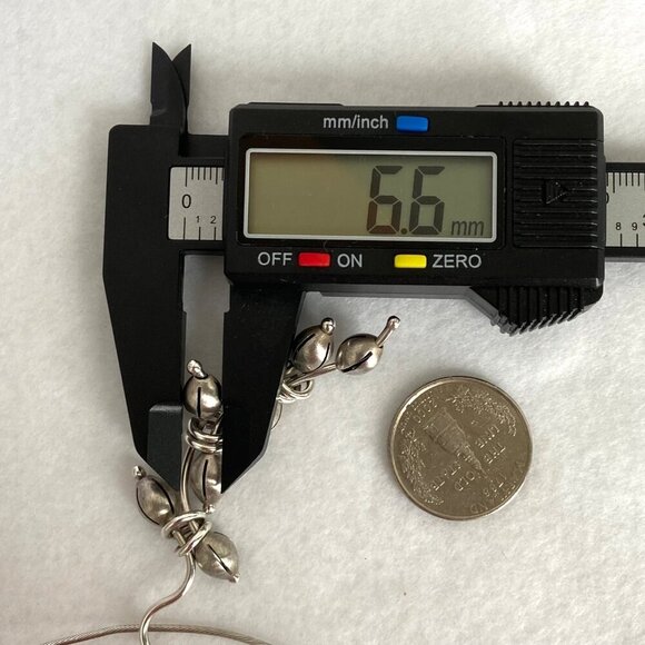 VTG Sterling Silver 925 Hand-wrought Modernist Beaded Floral Acorn Wire Necklace - Picture 15 of 16